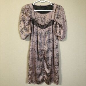 Nümph Dress Blush Animal Print Puffy Sleeves Romantic Cosplay Anime Trendy Boho